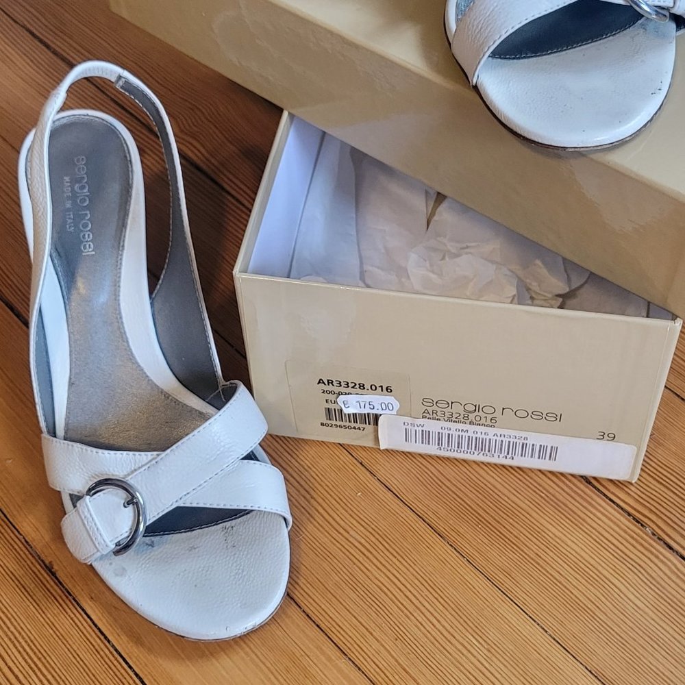 White sling back sandals